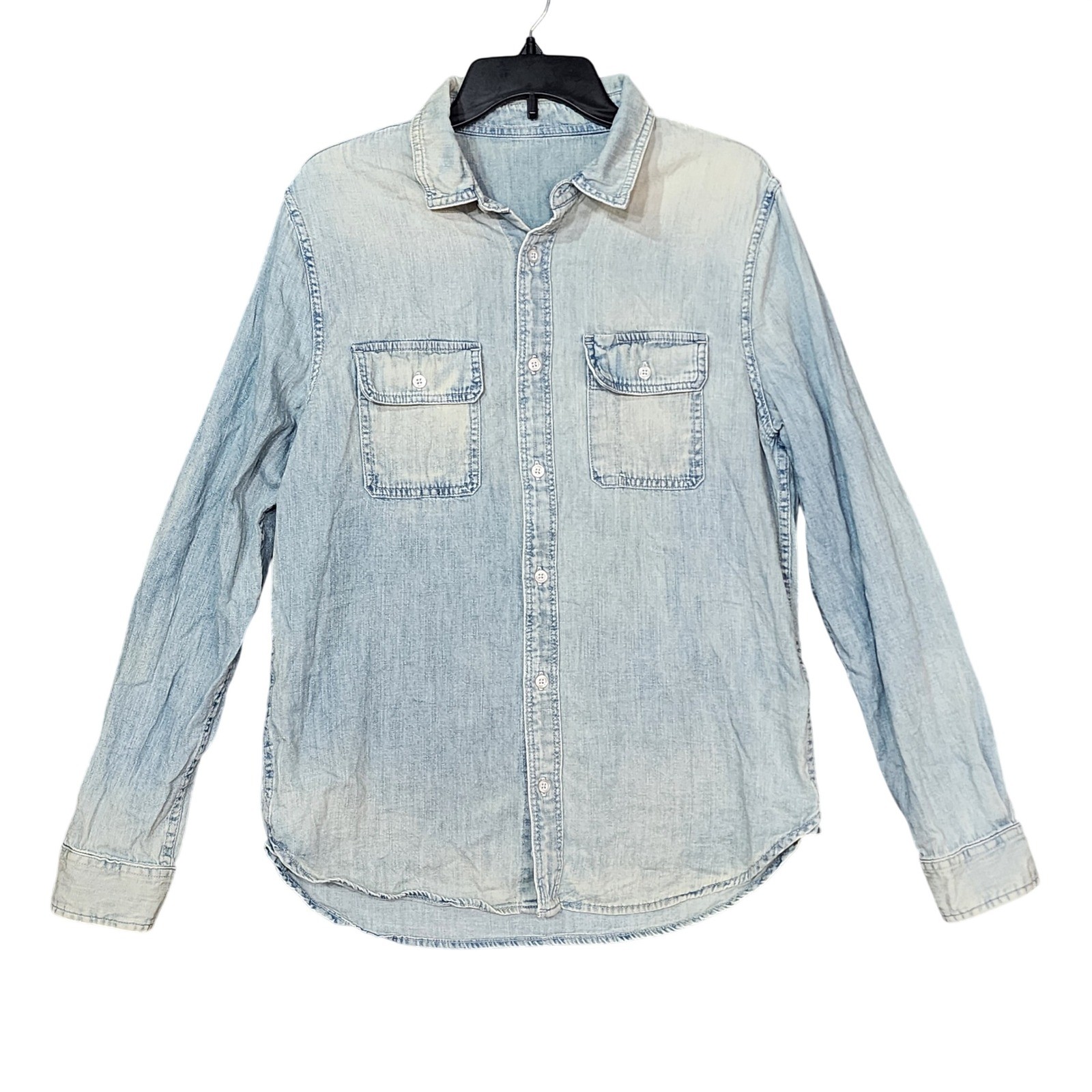 AG Adriano Goldschmied Mens Chambray Button Down Shirt Light Wash Cotton Medium
