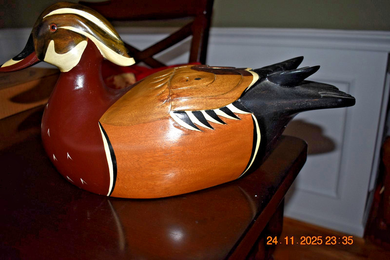 Large Brown Wood Decoy Goose/Duck -