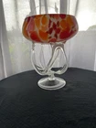 VINTAGE MURANO STYLE HAND BLOWN GLASS  PEDESTAL BOWL POLAND