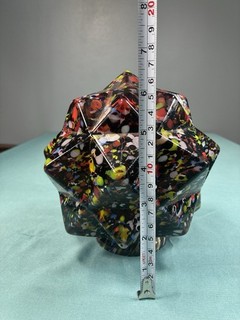 Multi Color Spatter End Of Day Glass Art Deco Star Czech Lamp Shade Globe Black