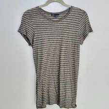 Vince Women s Medium Heather Brown White Stri...