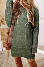 Mist Green Cable Knit Sweater Dress