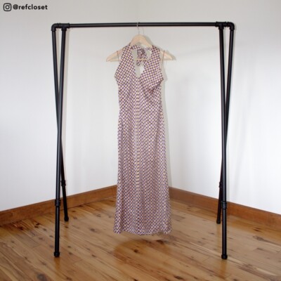 lille silk dress reformation NWT $278 Reformation Lille Silk Dress Plaza Midi Geometric Halter Formal 0