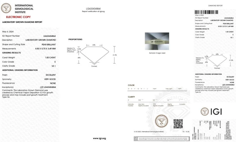 10.40 ct Dangle Earrings Pear & Round Diamonds 14k Gold Lab Grown IGI cert E VS1 - Image 3 of 4