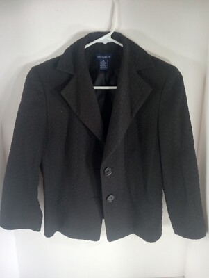Ann Taylor Button Front Blazer Suit Jacket Size Solid Black