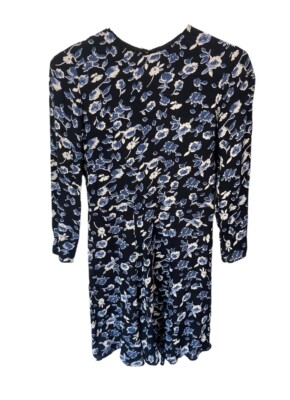 reformation blue floral dress long sleeve Reformation Mica Floral Print Midi Dress Long Sleeve Square Neck Blue 0 Women's