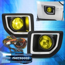 For 15-19 GMC Sierra 2500 3500 Bumper Yellow Fog Lights Lamps + Wiring Bulbs Kit