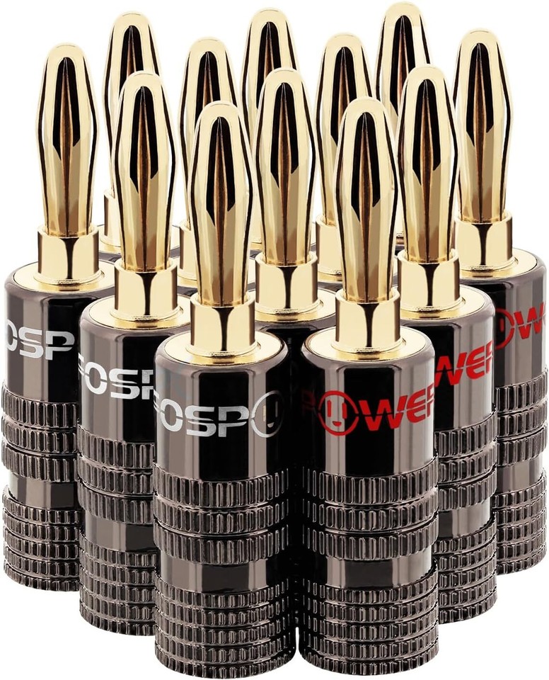 12pcs Closed Screw Gold Plated Banana Speaker Plug Connectors for