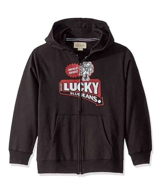 Lucky Brand Boys Caviar 'Lucky' Kangaroo-Pocket Zip-Up Hoodie