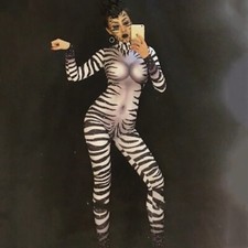 Animal Pattern Print Jumpsuit Festival Cosplay Elastic Tight Stage Performance