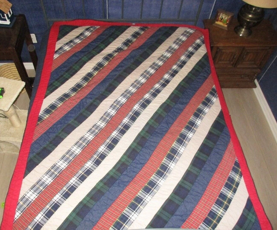 Edredón de cama Tommy Hilfiger Madras a cuadros tamaño completo queen 60x82 edredón de retazos Foto 3 de 4