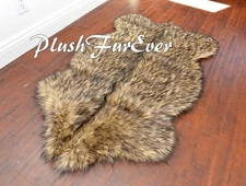 PlushFurEver 36" x 58" Large Black Tip Sheepskin Area Rug Plush Medium Fur 002