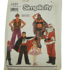 1990  s VTG SIMPLICITY Costumes Pattern 9892, Children  s SZ AA S-M-L , Uncut