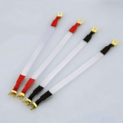 ★ SPAO★ Woody Cable Half-open Short-sleeved Knit SPKWF24G 4x 8N OCC HiFi Speaker Wire Jumper Cable Flat Bridge Cord