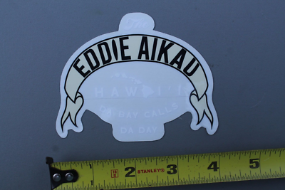 EDDIEAIKAUステッカー❰非売品❱ Eddie Aikau T&C Surf Surfboards Hawaii Bay Calls Clear White OG