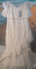 Lulu’s Briarwood White Lace Cottagecore Midi Size L, Wedding, Romantic, Tiered