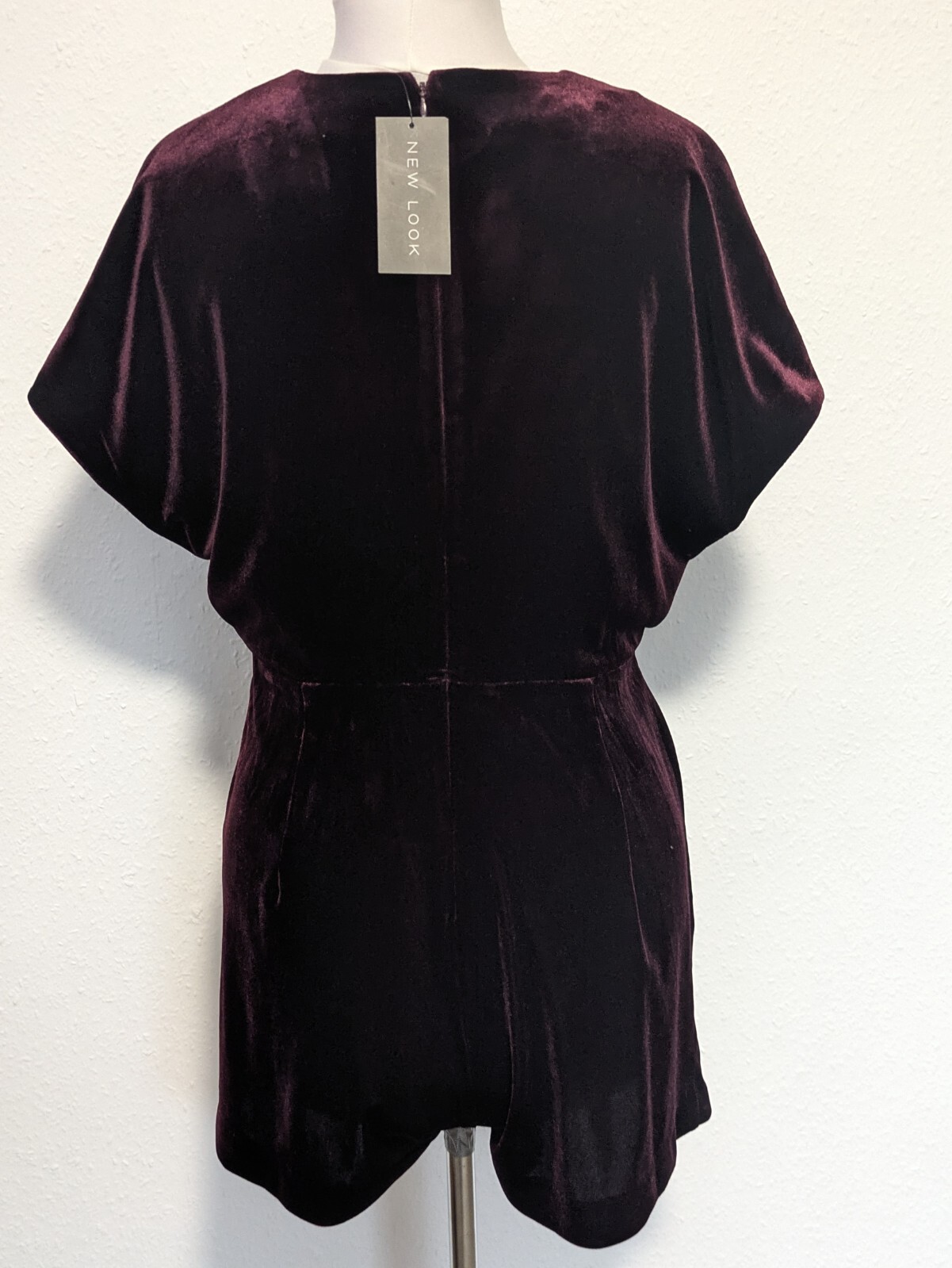 New Look Burgundy Velvet Playsuit UK 12 NWT RRP £29.99 Low Front Occasion Party image 5