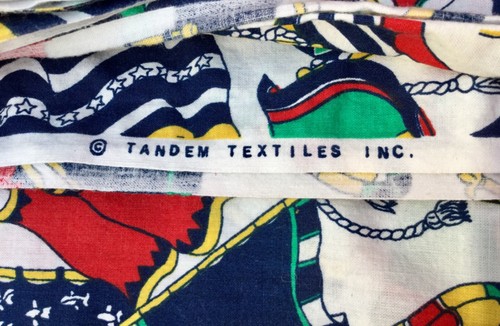 OLD MEDIEVAL WORLD FLAGS FABRIC TANDEM TEXTILES RED BLUE YELLOW GREEN 45"x 25”+ - Picture 3 of 3