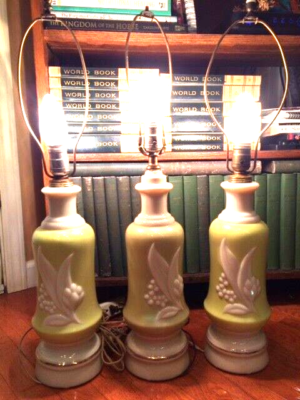 3 Aladdin Stanley Electric Lamp Bases Lily of the Valley
