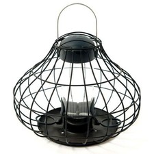 Squirrel Proof Bird Seed Feeder Black Metal Plastic Weather Resistant Garden Use