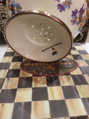 MacKenzie Childs Flower Market White Enamel Small Strainer Colander / Gift Box - Picture 3 of 14