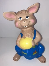 Vintage Byron Molds Handmade Ceramic Easter Bunny Rabbit Figurine 1979 9.75"