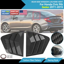 2Pcs Carbon Fiber Rear Side Window Louver Cover for HONDA Civic 11-15 Accessory.