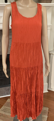 eileen fisher crushed silk scoop neck sleeveless midi dress EILEEN FISHER Crushed Silk-Pliss Midi Dress