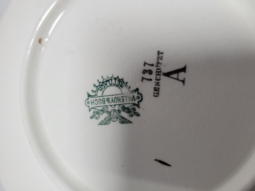 Mettlach #1044/737 Print Under Glaze Military Plate Depicting Different Branches