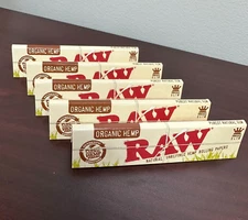RAW king size slim organic hemp cigarette rolling papers 5 pack