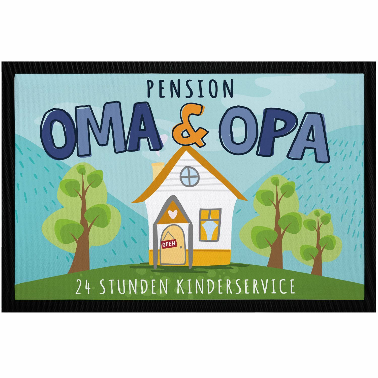 Fußmatte 'Hier Wohnen Oma Und Opa' – 60x40 Cm, Rutschfest, Waschbar, Schwarz, Perfekt Als Geschenk