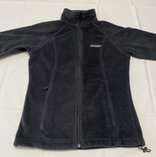COLUMBIA Women's Black Full Zip, Long Sleeves Pockets Thin Fleece Jacket, Small