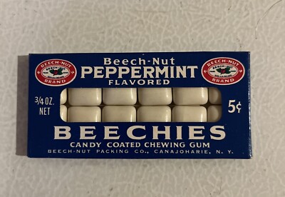 Vintage 1960's Beech-Nut Beechies 5 Cent Coated Gum Pack Box NOS