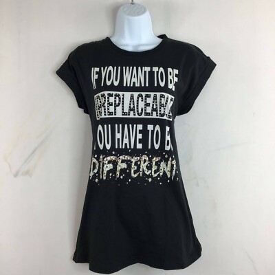 Twin Set Jeans TSJ Womens Black Short Sleeve Round Neck Basic T Shirt Top Size M