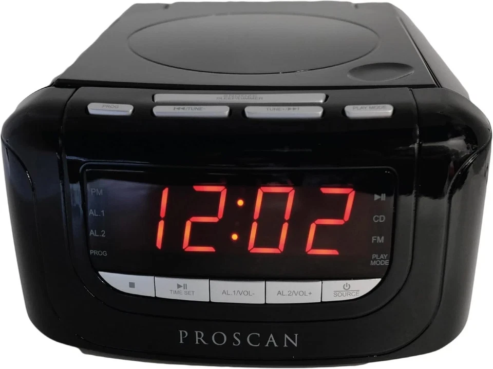 SYLVANIA Proscan CD Clock Radio with USB Charger Black New - Image 2 of 4