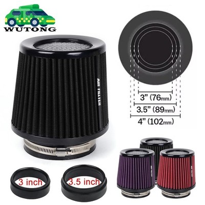 Universal Clamp-On Air Filter Round Tapered Reusable Washable 3 In/3.5 In/4 In