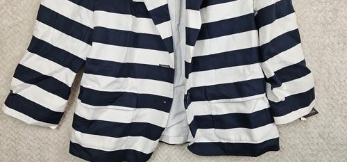 Banana Republic Blazer Size 10 Blue Striped Cotton Single Button Closure NWT - Picture 6 of 21