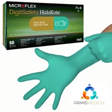 Ansell Latex Gloves Microflex Digitsafety Halokote DSK Medium Green 500CS 835883