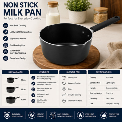 Antihaft Milchtopf mit Ausgießer & Griff - Easy Clean Kochtopf 16/18/20 cm