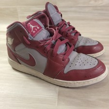 Nike Kids Air Jordan 1 Mid DQ8423-615 Red Gray White Sneakers Shoes Size 7Y