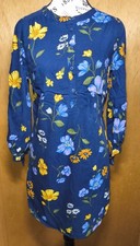 Old Navy Women's Sz S Navy Blue Yellow Purple Flowers Floral Tunic Shirt Dress 