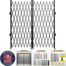 Durable Black Double Folding Security Gate 87" H x 150" W for Homes Businesses