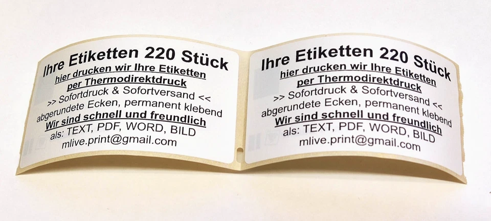 220 Etiketten 54x 100mm Druck Ihrer TEXT Vorlage Schwarz-Weiss Thermodirekt - Bild 4 von 4