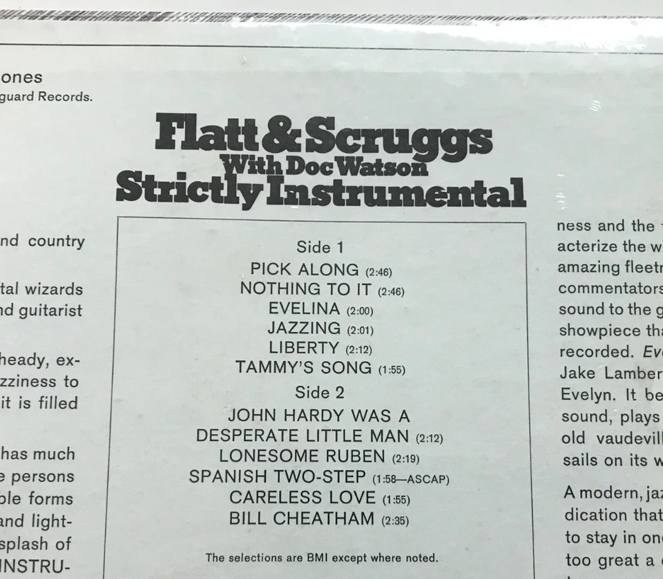 FLATT & SCRUGGS with DOC WATSON: Strictly Instrumental (Vinyl LP  Record Sealed) - Image 2 of 3