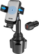 Auto Clamping Wireless Car Charger Sturdy Cup Phone Holder Mount 15W Fast