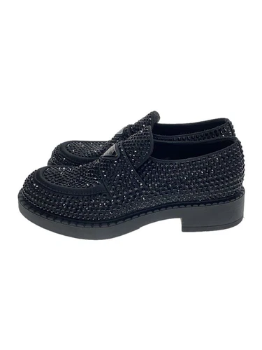 Mocassins PRADA chocolat cristal satin UK7 noir 2DE135 occasion
