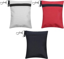 3pcs Golf Tee Bags Pouch Zipper Clip On Golf 6.7"x5.5" Black Light Grey Red
