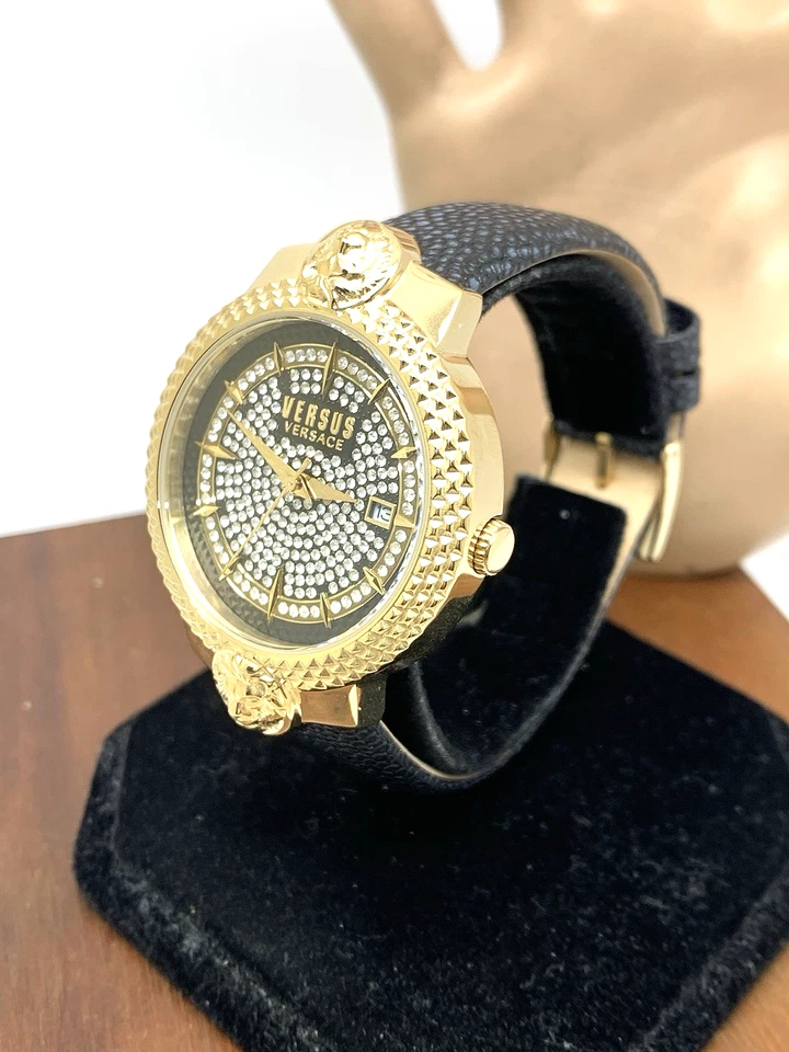 Versus by Versace Women's Watch VSPLK2221 Quartz Black Gold Leather Band 38mm - Image 2 of 4