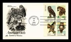 DR JIM STAMPS US COVER AMERICAN OWLS FIRST DAY ISSUE PLATE BLOCK ARTCRAFT