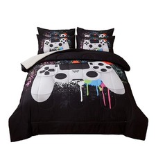 Gamer Bedding Sets for Boys, Queen Size 3-Piece Gaming Comforter Sets for Kids